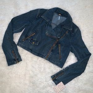 Free People denim moto jacket
